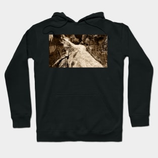 An Alpine Waterfall in Sepia Tone Hoodie